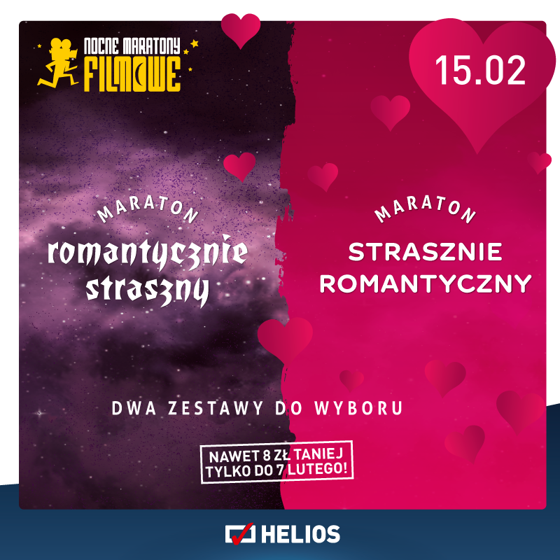 Walentynkowy repertuar, transmisja sztuki teatralnej, maraton filmowy oraz premierowe seanse – to wszystko czeka na Widzów, którzy odwiedzą kino Helios!